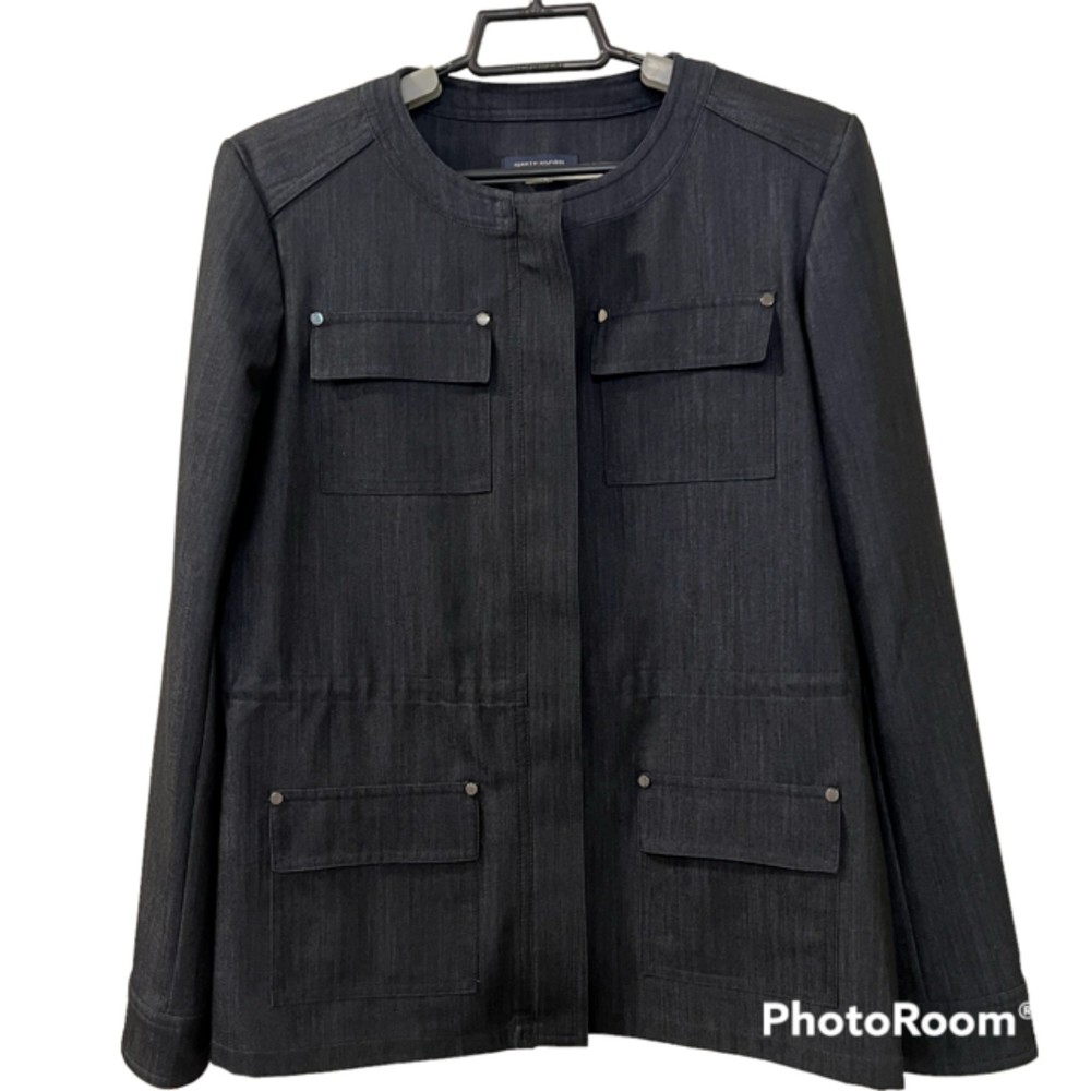 TOMMY HILFIGER Navy Blue Light Utility Full Zip Jacket Blazer w Pockets Size 8